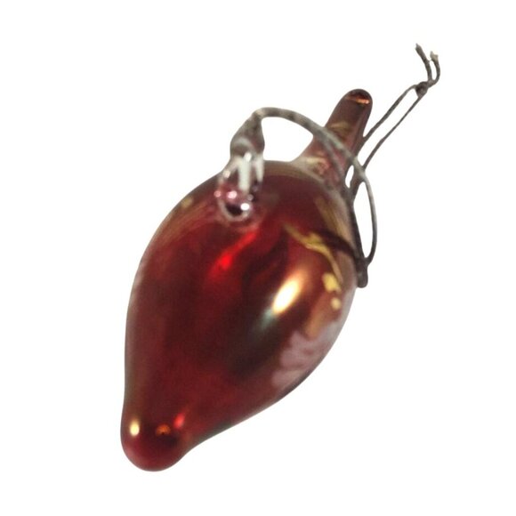 Handcrafted Egyptian Red Glass Ornament With 24K Gold Trim Accents - Picture 5 of 8